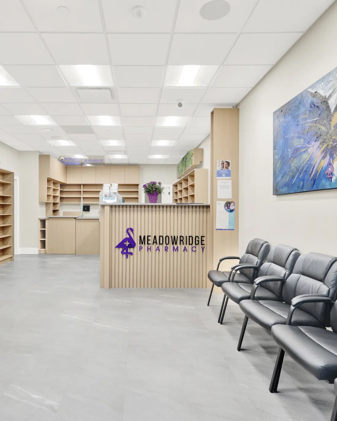 Meadowridge Pharmacy counter and waiting area